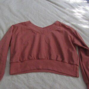 No Comment Burnt Orange Crop Sweatshirt  Size Small  USED
